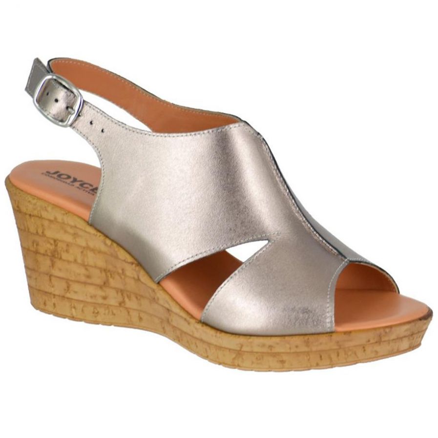 Sandalia Cuña Y Ajuste Hebilla Color Oro Joyce