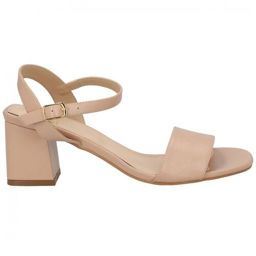 Sandalia Tacón Bajo y Ajuste Pulsera Color Beige Gianni Bini