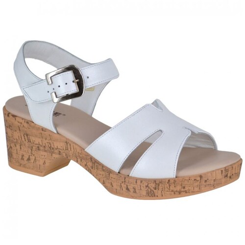 Sandalia con Tiras y Ajuste Hebilla Color Blanco Joyce.