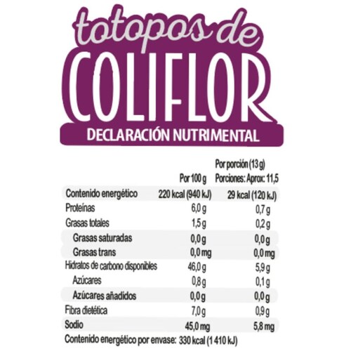 Totopos de Coliflor Cinca 150Grs Cinca