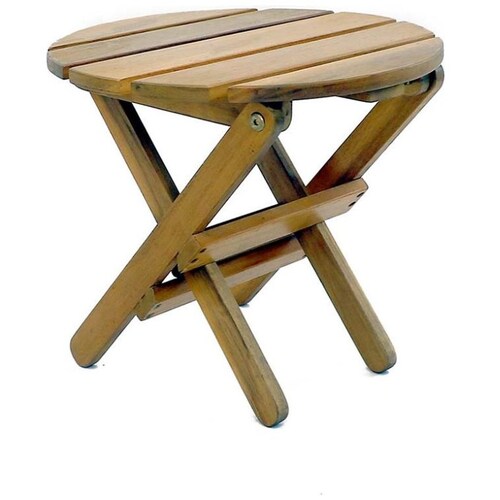 Home Nature Banco Decorativo Plegable Redondo Madera