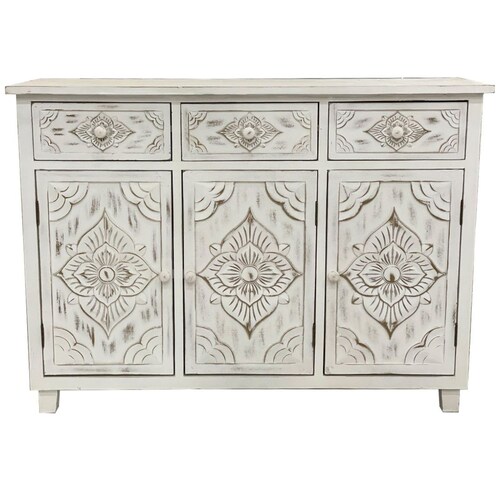 Buffet Carved White Vintage Home