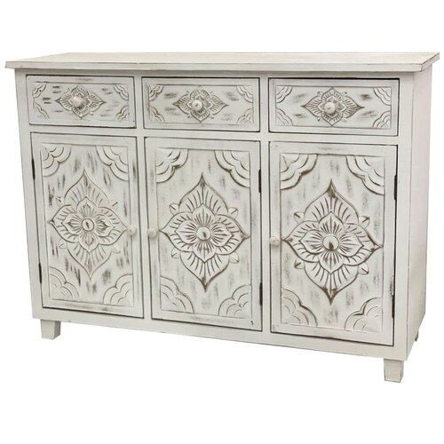 Buffet Carved White Vintage Home