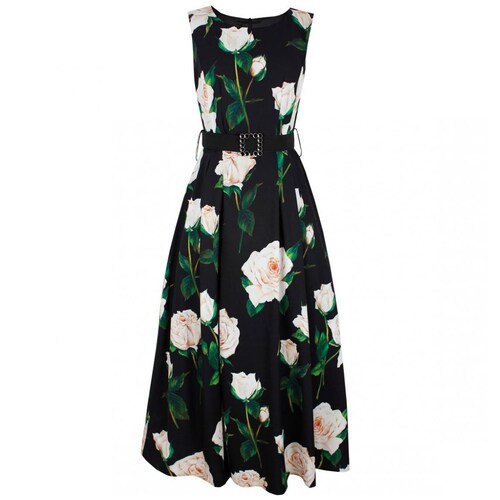 Vestido Basel Sin Manga Cuello Redondo Diseño Estampado Flores