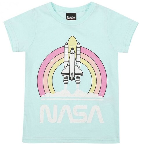 Playera Manga Corta con Estampado de Cohete Nasa  para Niña