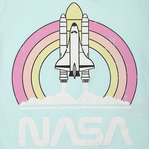 Playera Manga Corta con Estampado de Cohete Nasa  para Niña