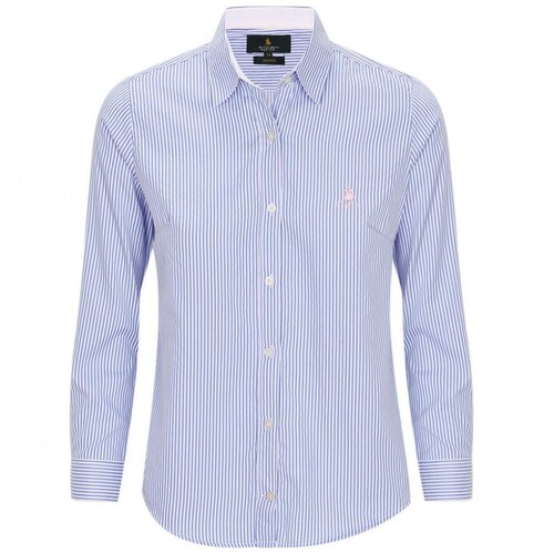 Camisa a Rayas Azul Manga Larga Royal Polo Club para Mujer Petite