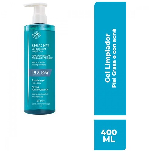 Ducray Keracnyl Limpiador Facial en Gel Piel Grasa 400 Ml.