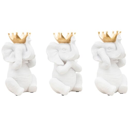 Figura Decorativa Elefantes No Veo Oigo Hablo Blanco