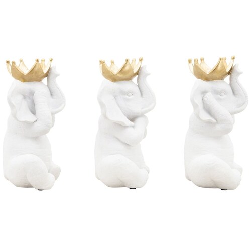 Figura Decorativa Elefantes No Veo Oigo Hablo Blanco