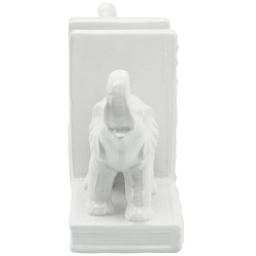Separador Libro Elefante Cerámica Blanco Sagebrook