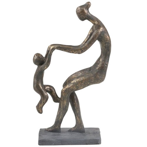 Figura Decorativa Madre e Hijo Poli Bronce