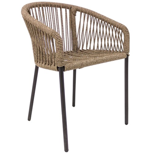 Silla Tequila Metal Negro Cuerda Tubular Jaspeada Idelika