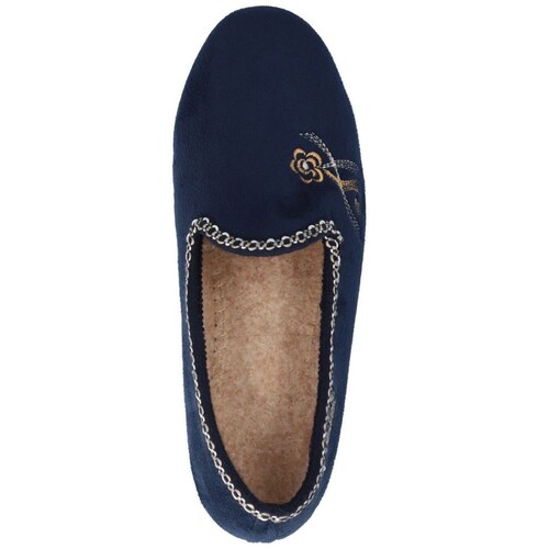 Pantufla Mocasín con Borde Azul Extra Comfort