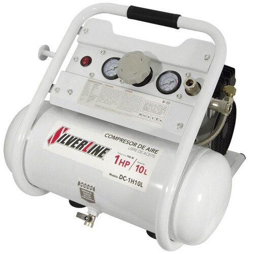 Compresor Silverline Libre de Aceite 1Hp Tanque 10Lt. Horizon