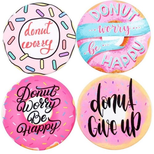 Set 4 Portavasos Donas Ceramica 10.3X0.7Cm Rosa Concepts  Life