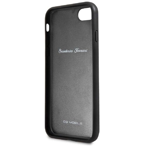 Funda Piel Ferrari Silver Logo Negra Iphone Se3  2022