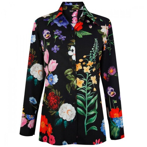 Blusa Basel Manga Larga Cuello Camisero Diseño Estampada