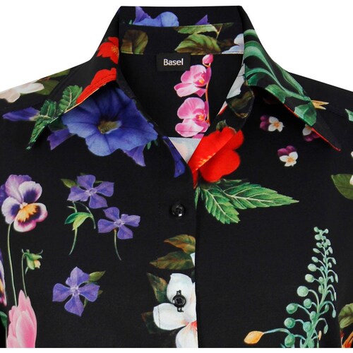 Blusa Basel Manga Larga Cuello Camisero Diseño Estampada