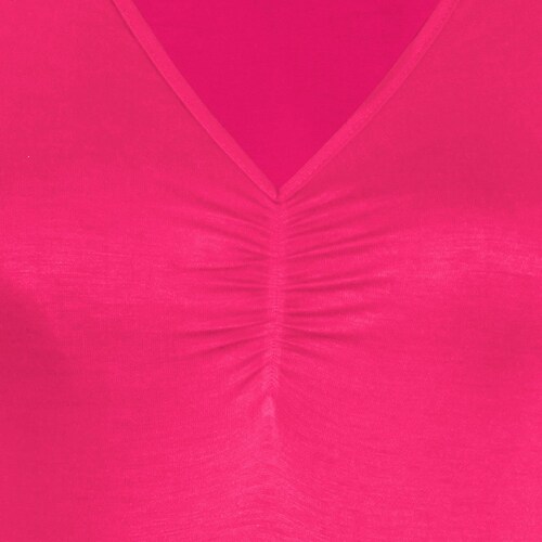 Blusa Rosa Just By Basel Manga Larga Cuello V Diseño Lisa