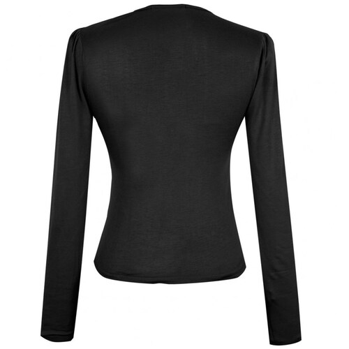Blusa Negra Just By Basel Manga Larga Cuello V Diseño Lisa