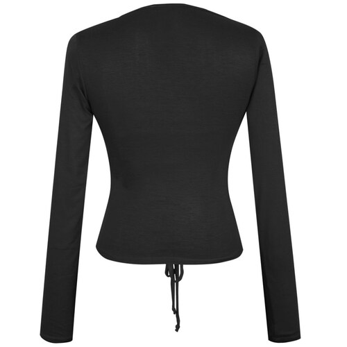 Blusa Negra Just By Basel Manga Larga Cuello V Diseño Lisa