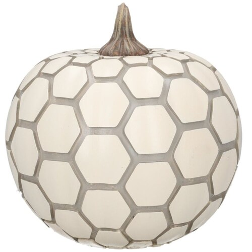 Figura Decorativa de Calabaza Hexagonos Color Beige 30 Cm Halloween