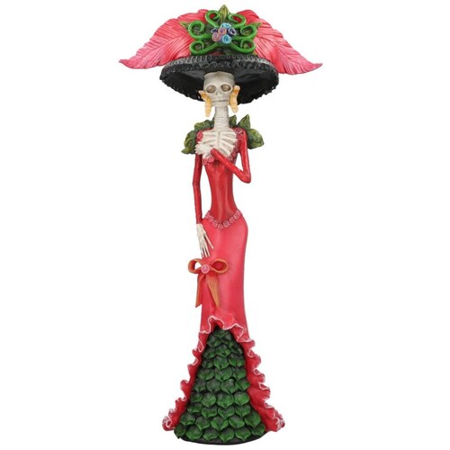 Figura Decorativa de Catrina Naranja con Verde 69 Cm Halloween