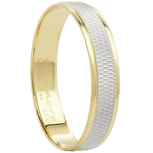 Argolla Oro Combinado 14K 4Mm Enamoro