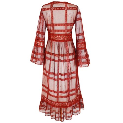 Ensamble para Mujer Manga Larga Cuello Abierto Diseño con Tira Bordada Basel