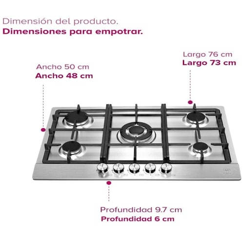 Parrilla Acero Inoxidable Gas 5 Quemadores Avera