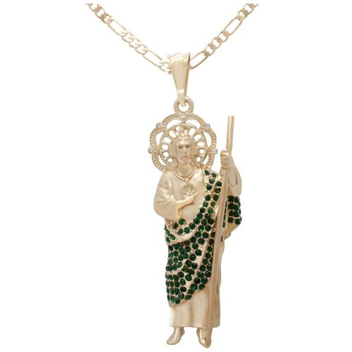 Cadena con Dije de San Judas con Circonias Bañado en Oro de 24 Kilates Gold Wishes Mediano