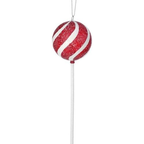 Adorno Paleta Roja Y Blanco Colección Candy 25 Cm