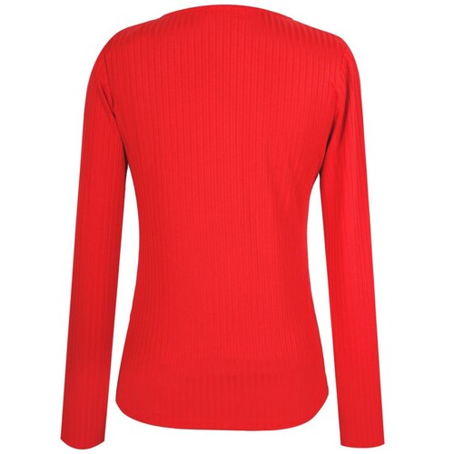 Blusa City Femme Manga Larga Cuello V Diseño Liso de Tejido Rib