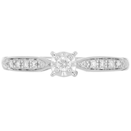 Solitario Oro Blanco 14K y 0.09 Ct Diamante Romanza