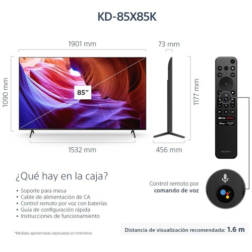 Pantalla 85 Pulgadas Sony LED Google TV 4K Ultra HD KD-85X77L