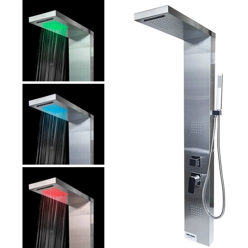 Regadera Tipo Panel con Cascada Y Luz Led Regpbl Mundo Lucido