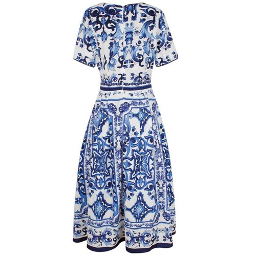 Vestido Manga Corta Cuello Redondo Diseño Estampado de Talavera Basel