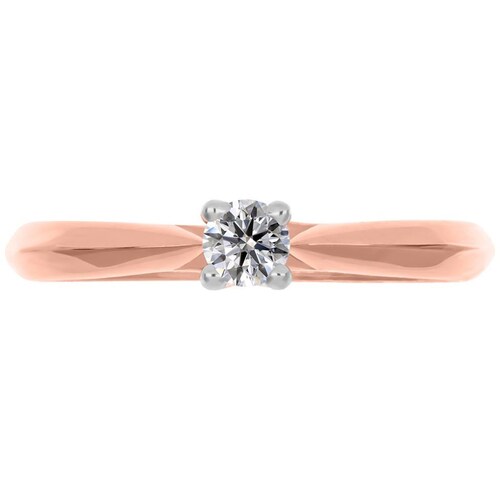 Solitario Oro Rosa 14K y 0.17 Ct Diamante Romanza