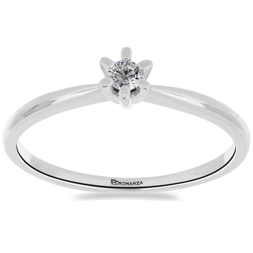 Solitario Oro Blanco 14K y 0.07 Ct Diamante Romanza
