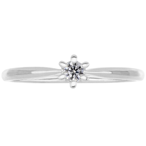 Solitario Oro Blanco 14K y 0.07 Ct Diamante Romanza