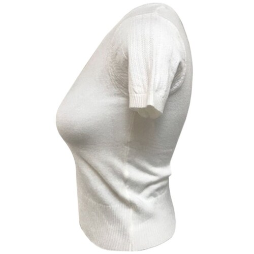 Blusa Uk Manga Corta Cuello Redondo Diseño Tejido de Punto