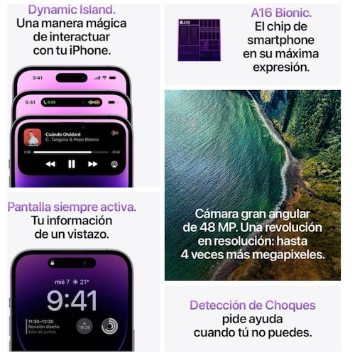 Iphone 14 Pro 128Gb Color Morado Obscuro R9 (Telcel)