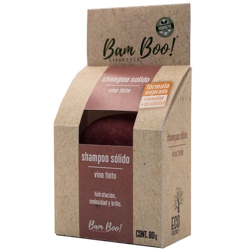 Shampoo Sólido Vino Tinto 80 Gr Bam Boo! Lifestyle