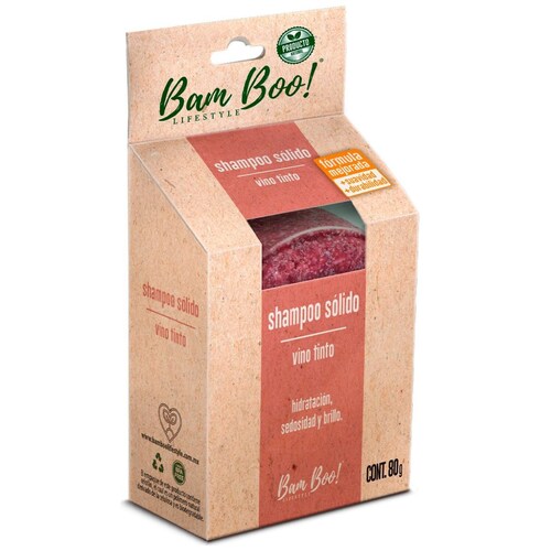 Shampoo Sólido Vino Tinto 80 Gr Bam Boo! Lifestyle