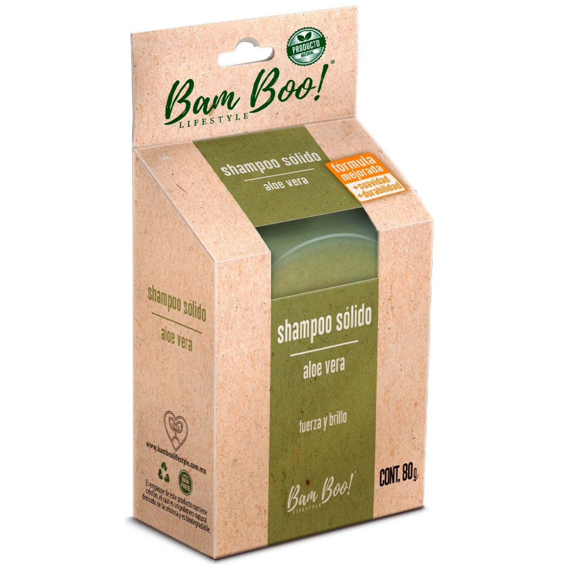 Bam Boo! Lifestyle Shampoo Sólido Aloe Vera 80g image number 2