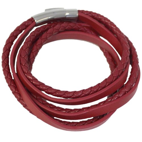 Pulsera de Piel Rojo Perri Ellis para Hombre