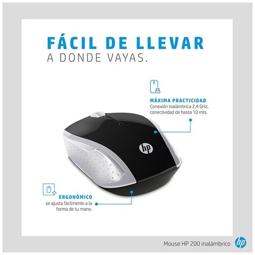 Mouse Inalámbrico Hp 200 Plata