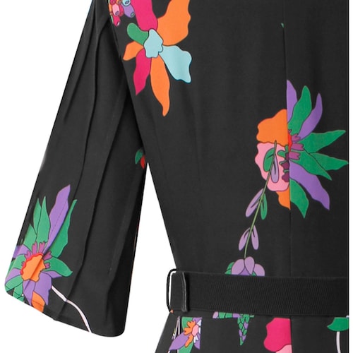 Vestido Basel Manga 3/4 Cuello Redondo Diseño Estampado Floral