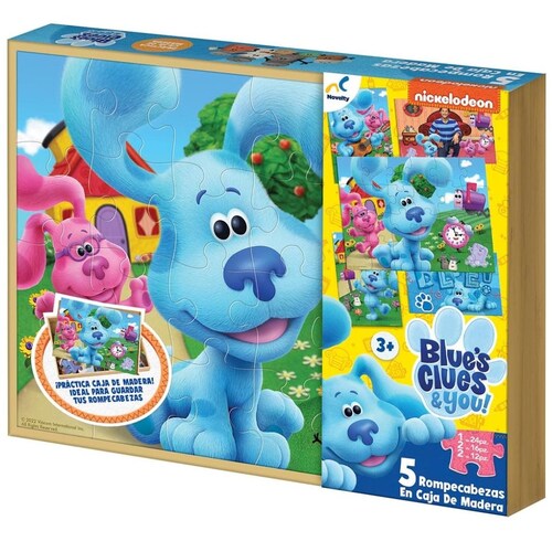 Rompecabezas 5 en 1 Pistas de Blues Clues Caja de Madera Novelty